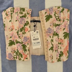 Zara Pastel Floral Corset Top — Pink, Purple & Green